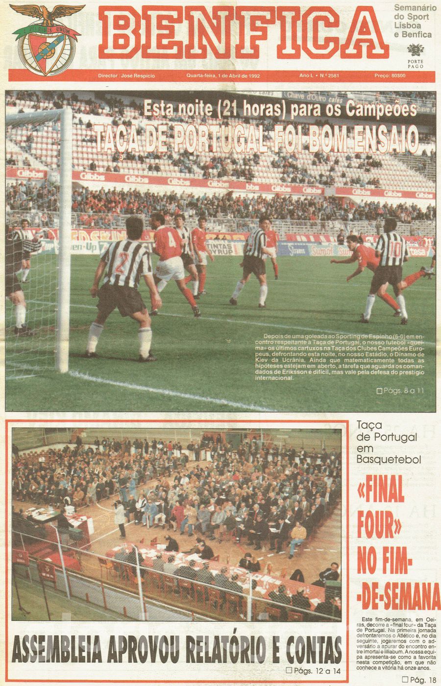 jornal o benfica 2581 1992-04-01